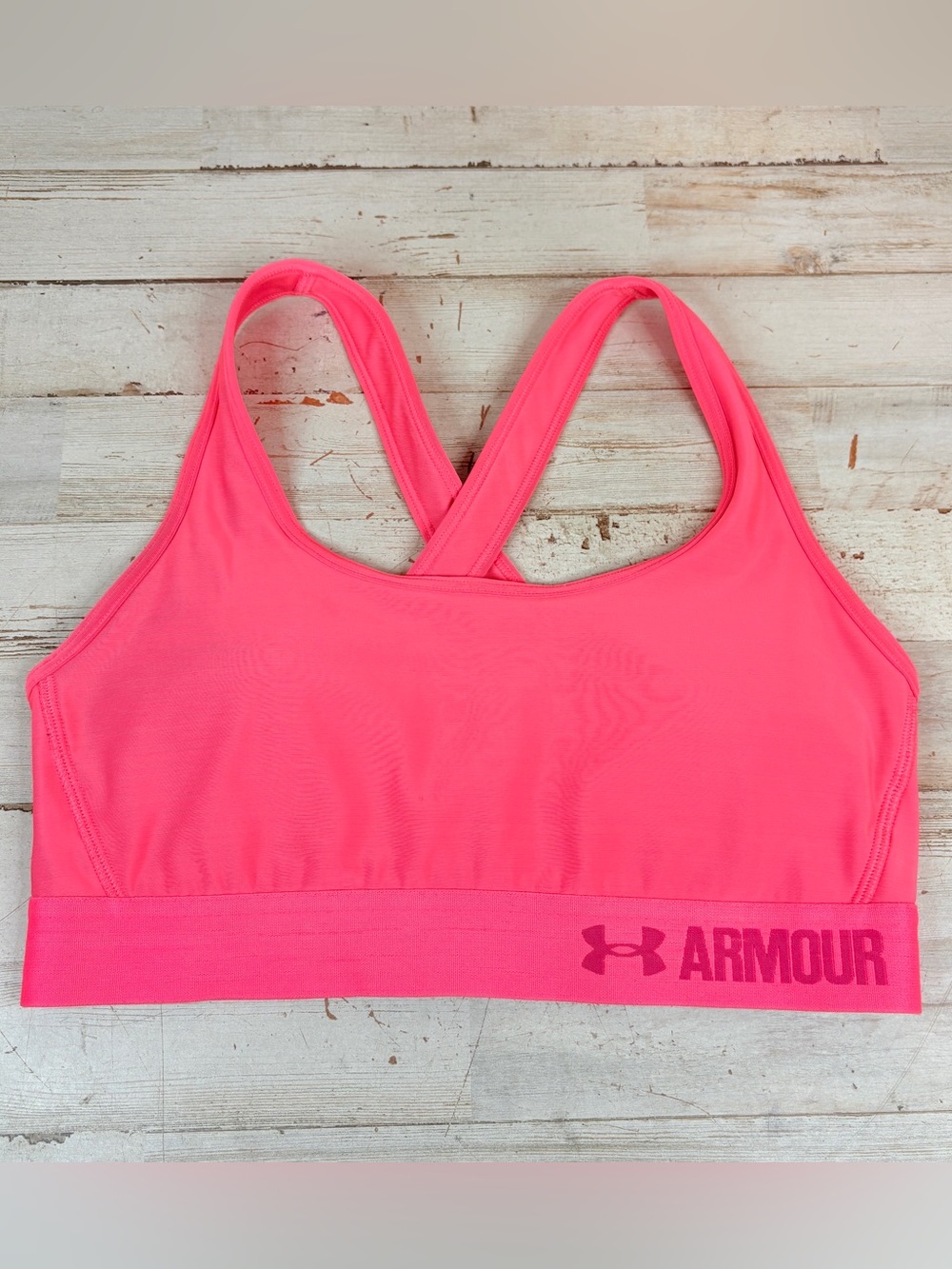 Under Armour Medium Women’s Sports Bra Padded Pink Compression Athletic Gym